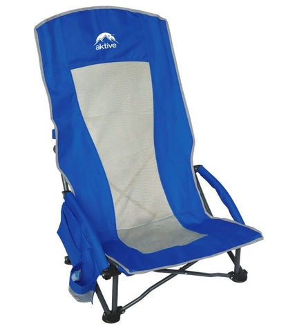 Pair of Aktive foldable camping chairs in green, lightweight outdoor seats suitable for camping and hiking adventures.