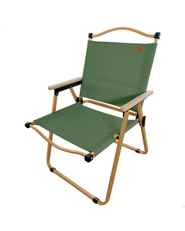 Pair of Aktive foldable camping chairs for outdoor activities, lightweight and portable for camping and hiking adventures.
