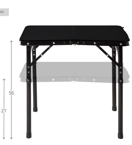 Pair of Aktive Vouwtafel for outdoor camping and hiking, lightweight portable tables, shown set up for outdoor activities.