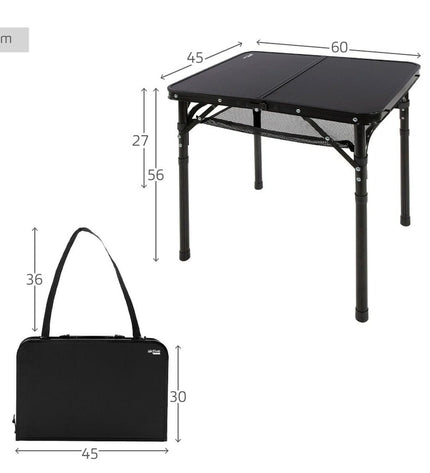 Pair of Aktive Vouwtafel Aktive foldable tables for outdoor camping and hiking, shown set up in a natural outdoor setting.