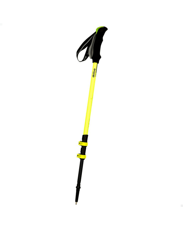 Set of six Aktive trekking sticks, 135 cm long and 4 cm wide, designed for outdoor camping and hiking activities.