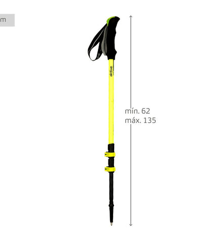 Set of six Aktive trekking poles, 135 cm long, designed for hiking and outdoor camping activities.