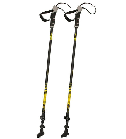 Four Aktive trekking sticks, 135 cm long and 3 cm diameter, suitable for outdoor hiking and camping activities.