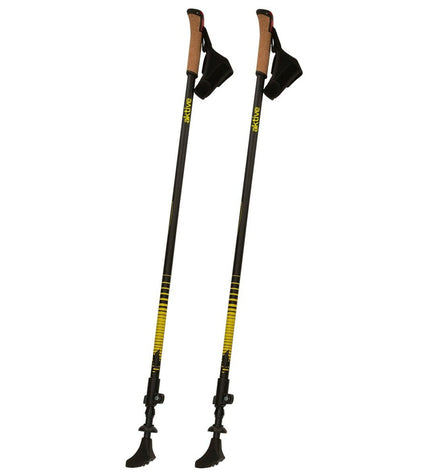 Pair of Aktive trekking poles, 135 cm, lightweight sport and outdoor hiking sticks with adjustable length and ergonomic handles.