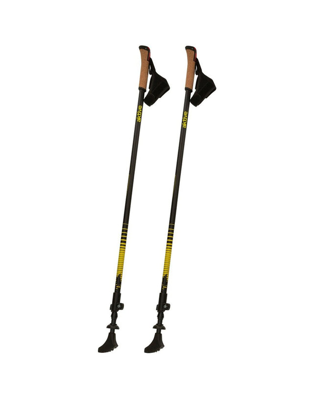 Pair of Aktive trekking poles, 135 cm, lightweight sport and outdoor hiking sticks with adjustable length and ergonomic handles.