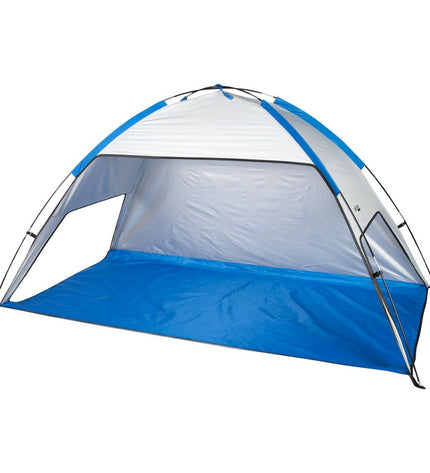 Aktive Strandtent in polyester, outdoor sport and camping gear, with open design and lightweight structure for outdoor activities.