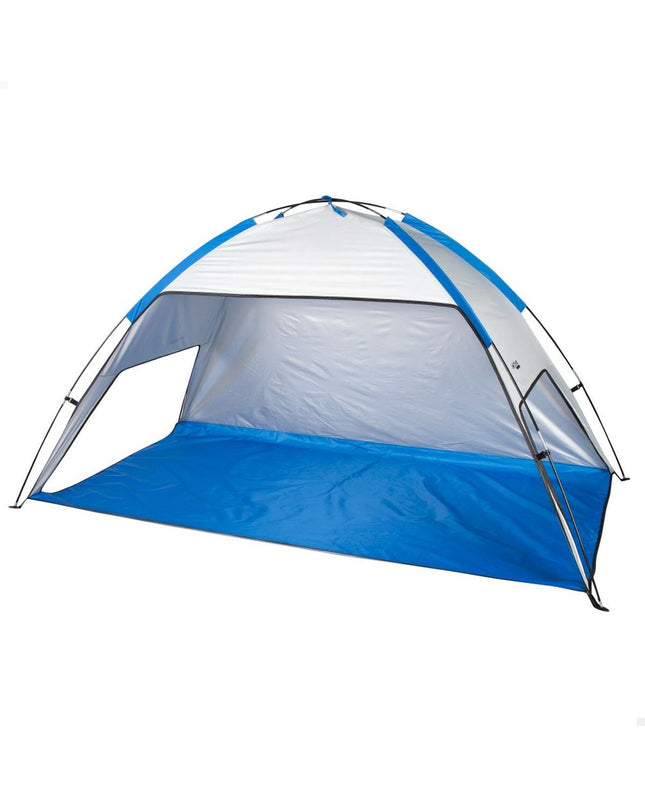 Aktive Strandtent in polyester, outdoor sport and camping gear, with open design and lightweight structure for outdoor activities.