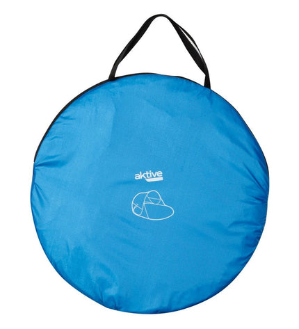 Aktive Strandtent Aktive polyester beach tent in blue with open front, lightweight and portable for outdoor camping and beach outings.
