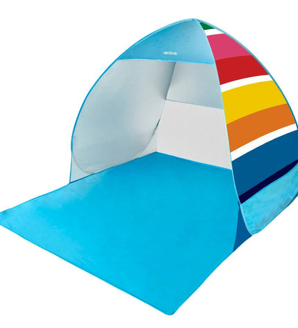 Aktive Strandtent in polyester, 140x110x160 cm, suitable for outdoor sports, camping, and hiking activities.