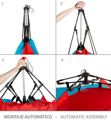 Aktive Strandtent Aktive polyester beach tent, 213 x 120 x 133 cm, suitable for outdoor and camping activities, with open front design.