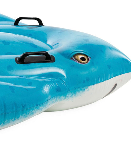 Set of six Intex inflatable floaters, 145 x 185 cm, designed for outdoor play and water activities, featuring bright colors.