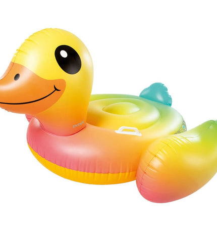 Four Intex inflatable mattresses measuring 147x81x147 cm, suitable for outdoor play and relaxation, shown inflated in the image.