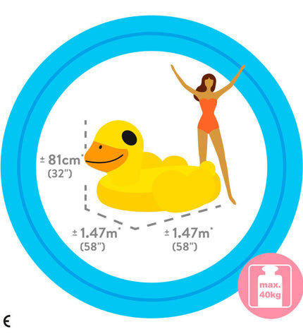 Set of four Intex inflatable mattresses, 147x81x147 cm, suitable for outdoor activities and play, featuring colorful, durable design.