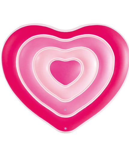 Six pink Intex inflatable mattresses, 135x155x25 cm, suitable for outdoor or indoor play and relaxation.