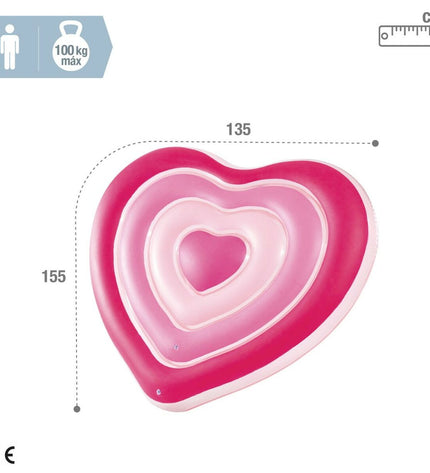 Six pink Intex inflatable mattresses, 135 x 155 x 25 cm, suitable for toys, games, sports, and outdoor use.