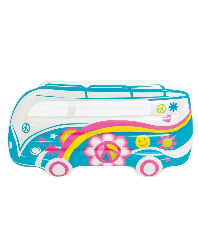 Six Intex inflatable bus mattresses, 178x91x23 cm, colorful and suitable for outdoor play and relaxation.