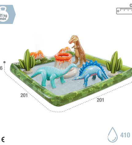 Intex PVC water sprinkler toy for outdoor play, 201 x 36 x 201 cm, ideal for kids' water games and outdoor fun.