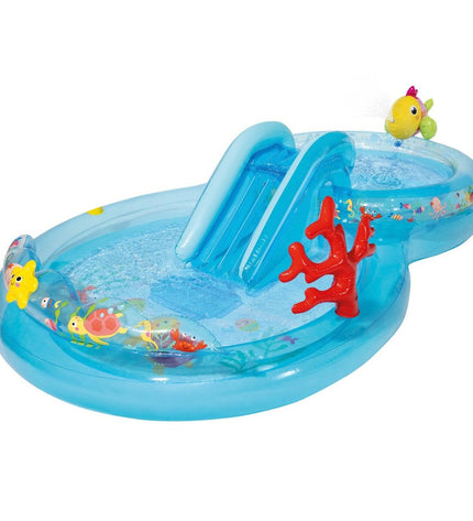 Intex PVC water sprinkler toy for outdoor play, measuring 193 x 71 x 310 cm, designed for children’s outdoor fun.