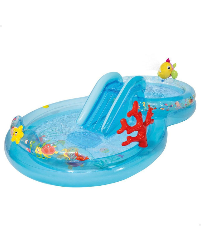 Intex PVC water sprinkler toy for outdoor play, measuring 193 x 71 x 310 cm, designed for children’s outdoor fun.