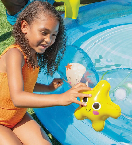 Intex PVC water sprinkler toy set for outdoor play, measuring 193 x 71 x 310 cm, designed for fun and outdoor activities.