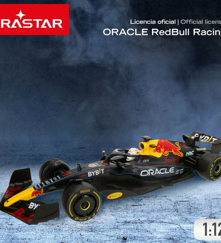 Two Red Bull remote-controlled police cars in 1:12 scale, featuring red and white design, measuring 47x10x17 cm.