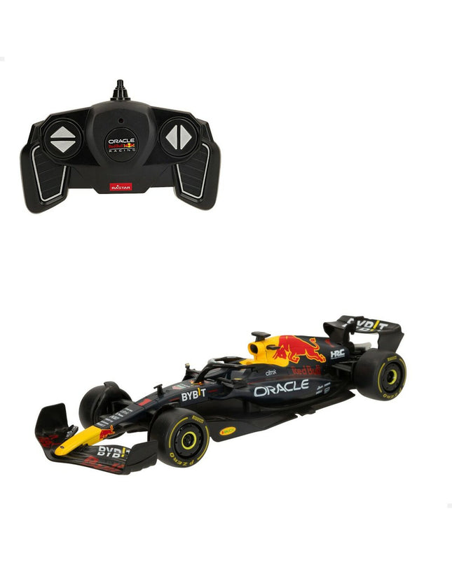 Four Red Bull police remote control cars in marine blue, 1:18 scale, with detailed exterior design, measuring 31 x 6.5 x 11 cm.