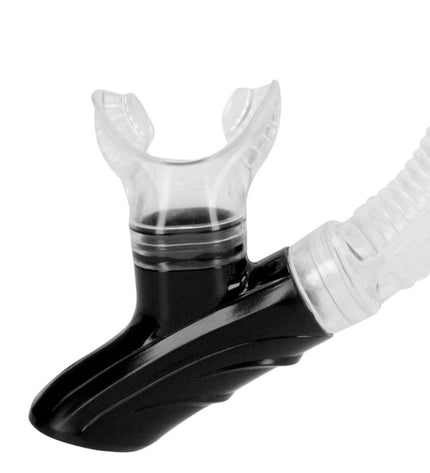 Pair of AquaSport black kids' and adult snorkel masks and snorkel tubes for water sports, shown in the image.