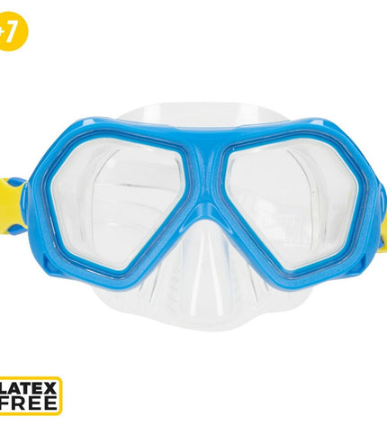 Set of four AquaSport children's blue snorkel masks and snorkel tubes for kids' watersport activities.