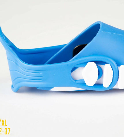 Pair of AquaSport junior diving masks with snorkels and swimming fins in blue, designed for watersport and outdoor swimming activities.