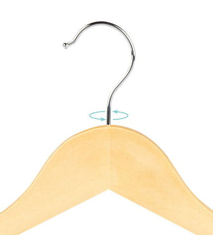 Max Home wooden and steel hanger set with 10 pieces, natural wood finish, measuring 44.5 x 23 x 1 cm, ideal for home storage.