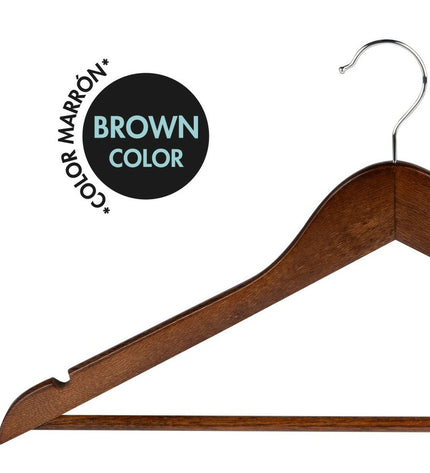 Max Home wooden and steel coat hangerset with 10 pieces, measuring 44.5 x 23 x 1 cm, for home storage and organization.