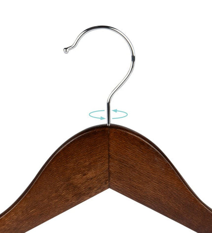 Max Home wooden and steel hanger set with 10 pieces, brown finish, for home organization, 44.5 x 23 cm, 6 hangers shown.