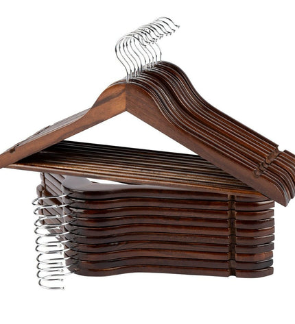 Max Home wooden and steel hanger set with 20 pieces, brown finish, ideal for home storage and organization.