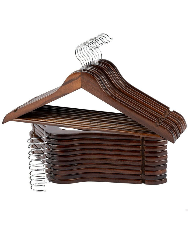 Max Home wooden and steel hanger set with 20 pieces, brown finish, ideal for home storage and organization.