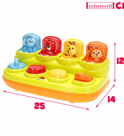 Set of four Winfun music toys for babies, featuring colorful, interactive designs suitable for young children.