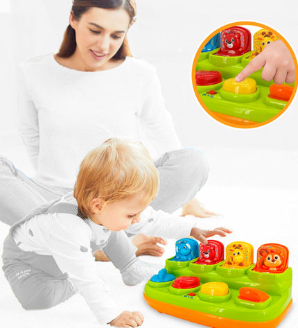 Set of four Winfun music toys for babies, measuring 25x12x14 cm, featuring colorful, engaging designs for young children.
