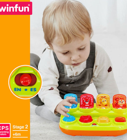 Set of four Winfun music toys for babies, measuring 25x12x14 cm, designed for young children’s play and development.