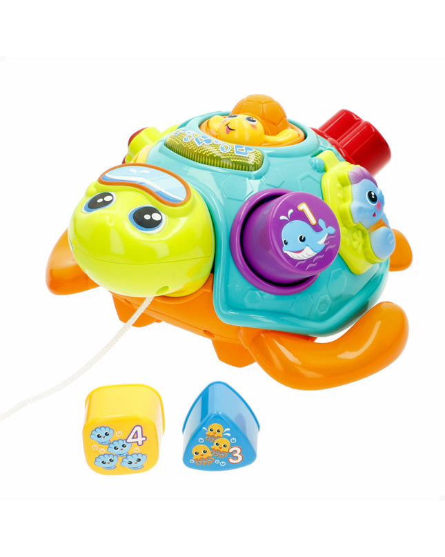 Two multicolored Winfun baby turtle plush toys measuring 23x12x23 cm, soft and suitable for young children to play with.