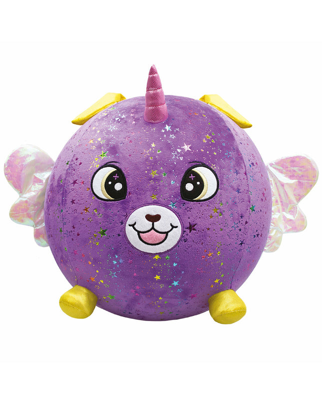 Set of four Eolo purple plush inflatable toys, 45x45x45 cm, soft plastic playthings for children, colorful and squeezable.