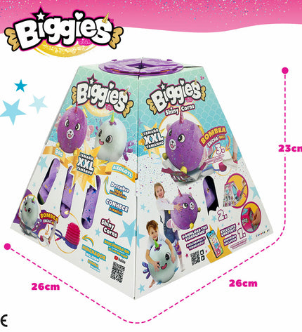 Set of four Eolo purple plush inflatable toys, 45x45x45 cm, soft plastic playthings for children, suitable for indoor and outdoor play.