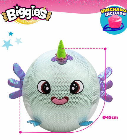 Four Eolo Celeste plush inflatable toys, 45x45x45 cm, soft plastic play objects for children, vibrant and playful in design.