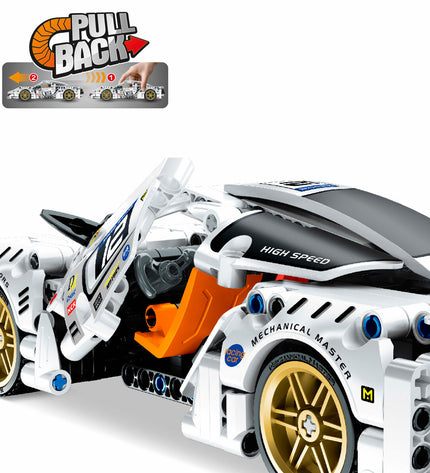 Buildable toy car parts from BigBuy Kids Bouwspel Auto 437 set, including colorful vehicle components and small accessories.