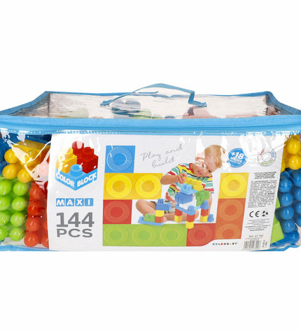 Color Block Bouwstenen Color Block 144 onderdelen, colorful building blocks for creative play and construction.