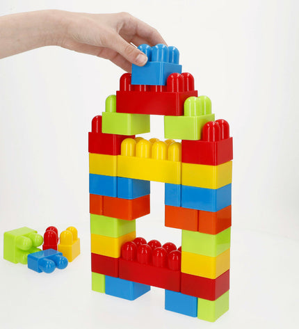 Color Block Bouwstenen Color Block 144-onderdelen speelgoed set with multicolored building blocks for creative play.