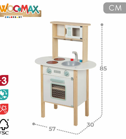 Two BigBuy Kids toy kitchens measuring 57x85x30 cm, realistic play sets for imaginative role-playing with shelves and appliances.