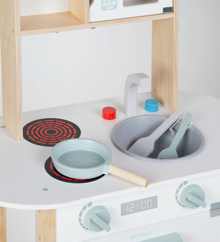 Two BigBuy Kids toy play kitchens, 57x85x30 cm, designed for imaginative play and role-playing games.