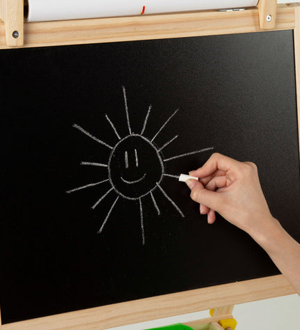 Two Colorbaby double-sided chalkboards, 57x93x59 cm, suitable for creative activities and children's play.