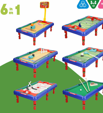 Set of six CB Games board games and accessories, colorful packaging for toys and entertainment, ideal for family game nights.