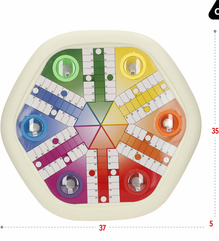Set of six CB Games Mens-Erger-Je-Niet board game pieces for fun family play, featuring colorful plastic tokens.