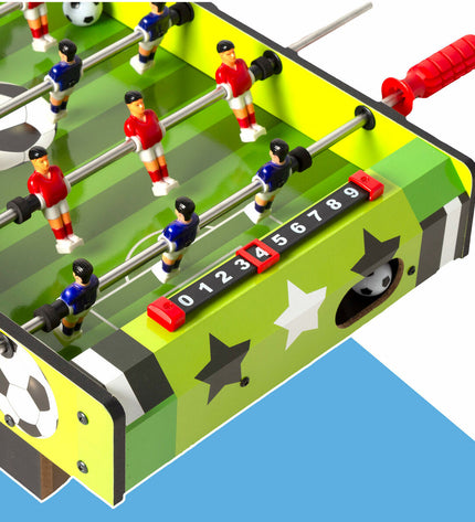 Two CB Games tabletop foosball tables, 60 x 14 x 32 cm, designed for playing indoor football games.